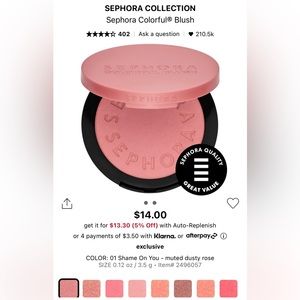 Sephora Matte Powder Blush in Shame on You NWT